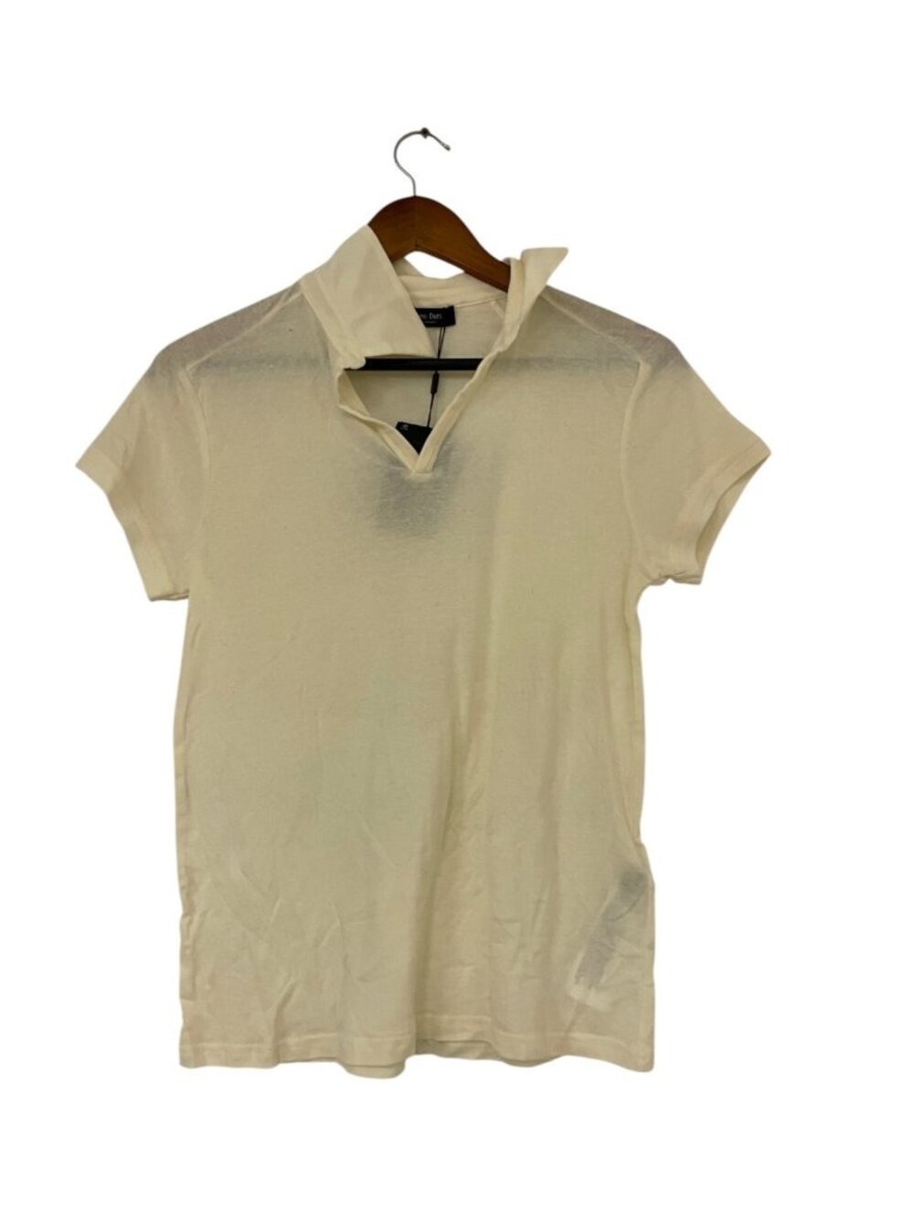 Massimo Dutti Womens Polo Shirt Medium Cream Cotton Short Sleeve 6805/109 NWT